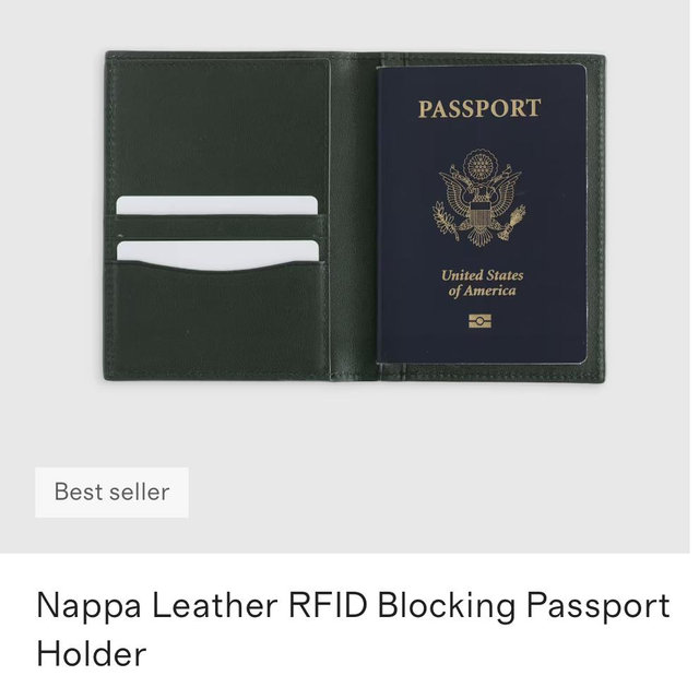 Nappa Leather RFID Blocking Passport Holder - Dark Green