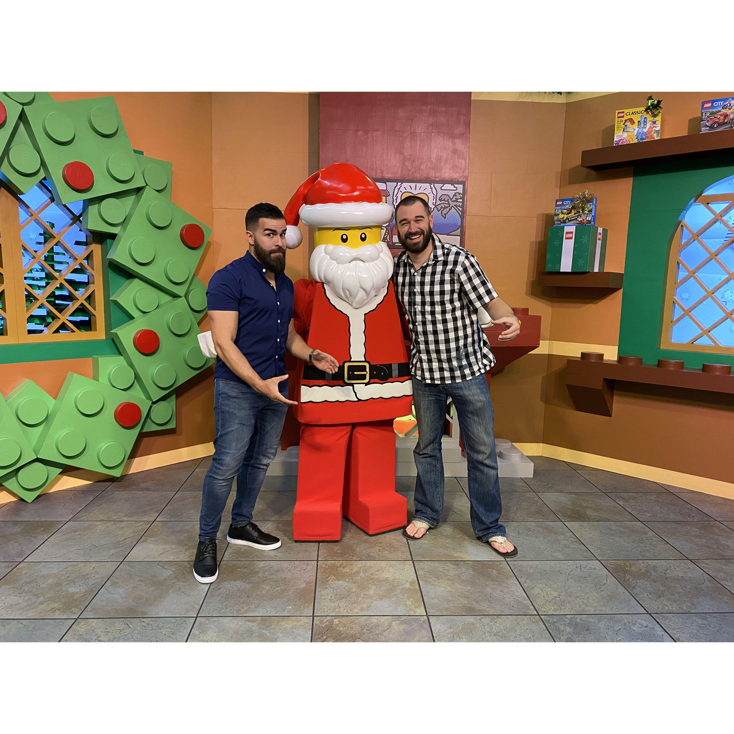 Doing lego hands with Lego Santa
