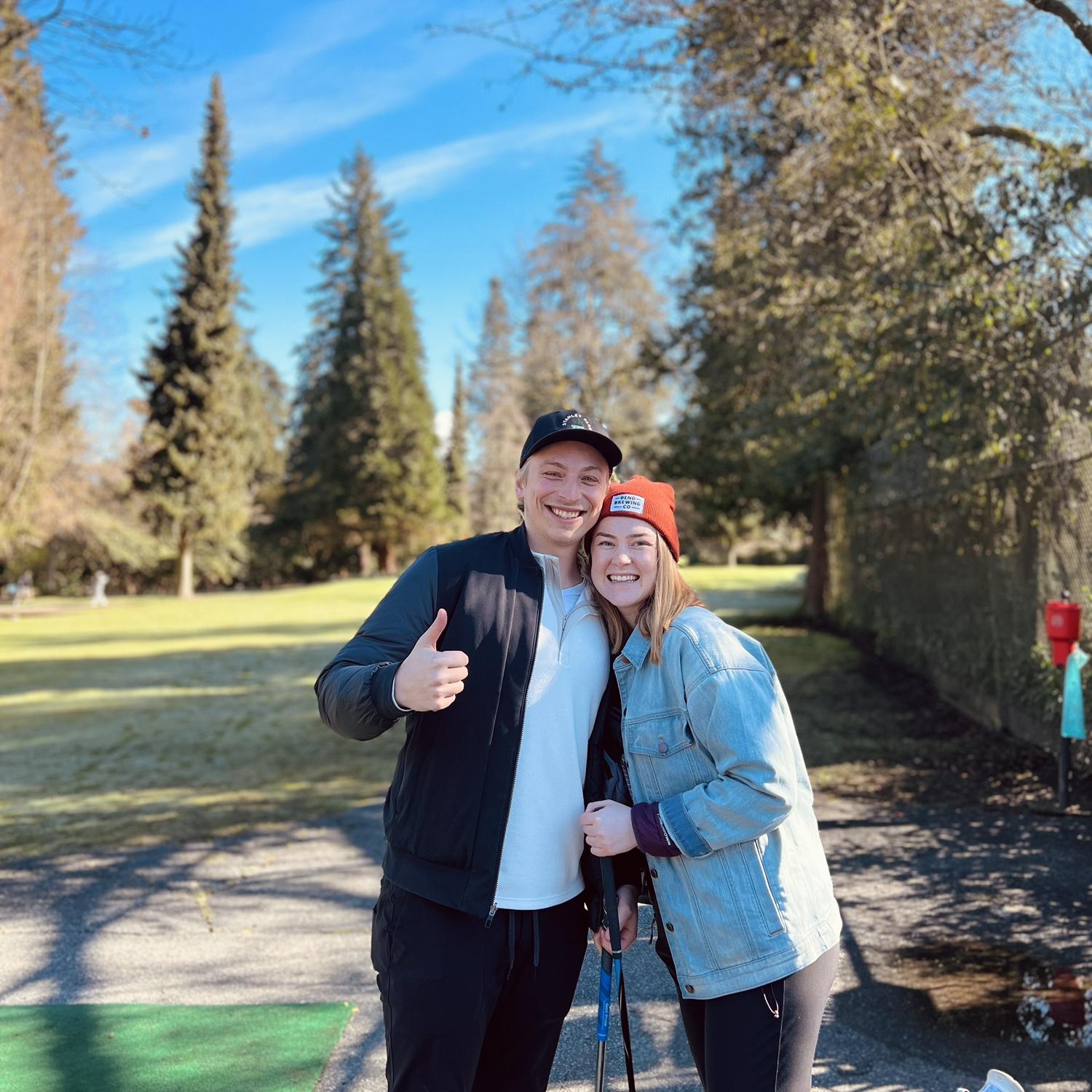 Golfing together at Stanley Park Pitch n Putt, Vancouver, March 2022.