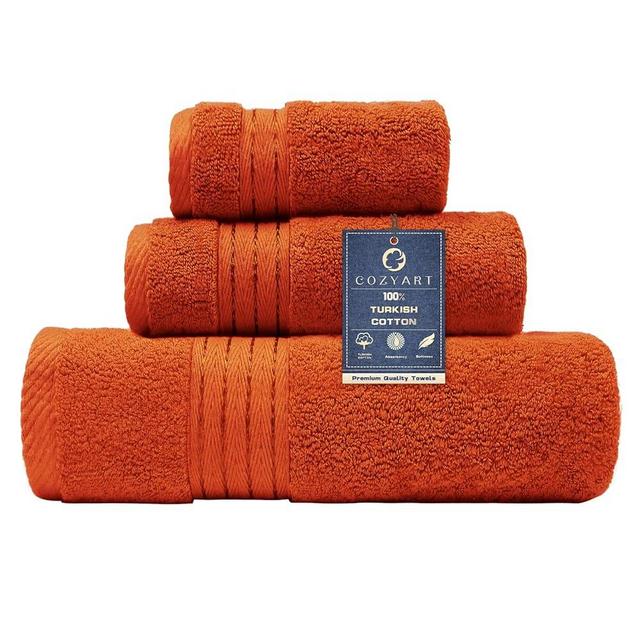 COZYART Luxury Burnt Orange Bath Towels Set, Cotton Hotel Large Bath Towels for Bathroom, Thick Bathroom Towels Set of 3 with 1 Bath Towel, 1 Hand Towel, 1 Washcloth, 650 GSM