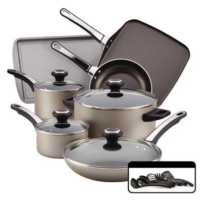 Farberware High Performance Nonstick Aluminum 17-Piece Cookware Set - Champagne