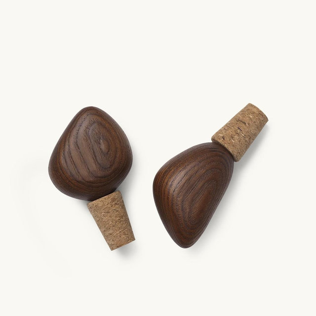 Cairn Wine Stoppers - Set of 2 in Dark Brown | ferm LIVING