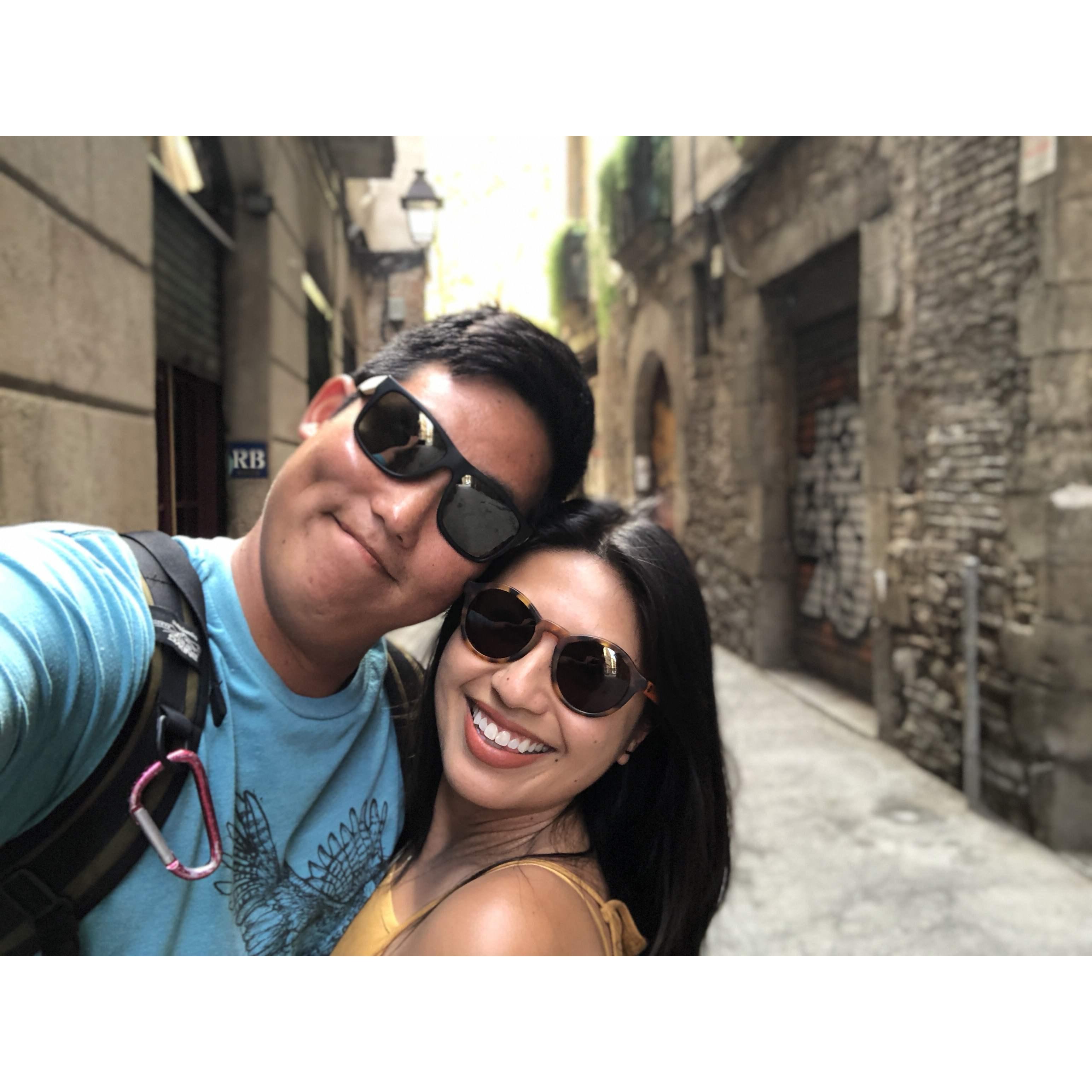 Post tapas smiles in Barcelona, Spain