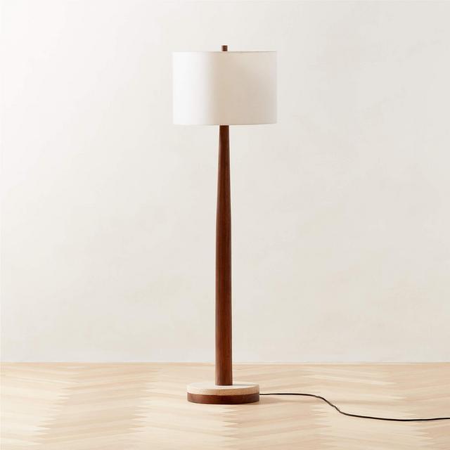 Palo Verde Travertine and Walnut Wood Floor Lamp