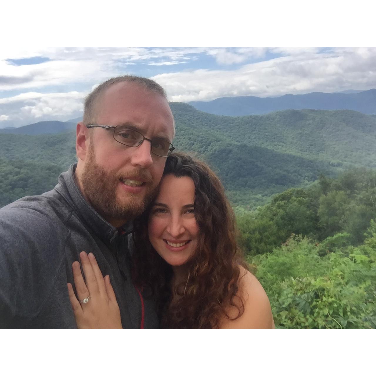 Post-proposal selfie; Craggy Gardens, North Carolina