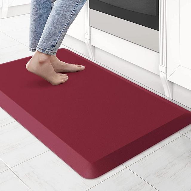 KitchenClouds Kitchen Mat Cushioned Anti Fatigue Kitchen Rug 0.75inch Waterproof Non Slip Kitchen Rugs and Mats Standing Desk Mat Comfort Floor Mats for Kitchen Sink Office (17.3"x28", Red)