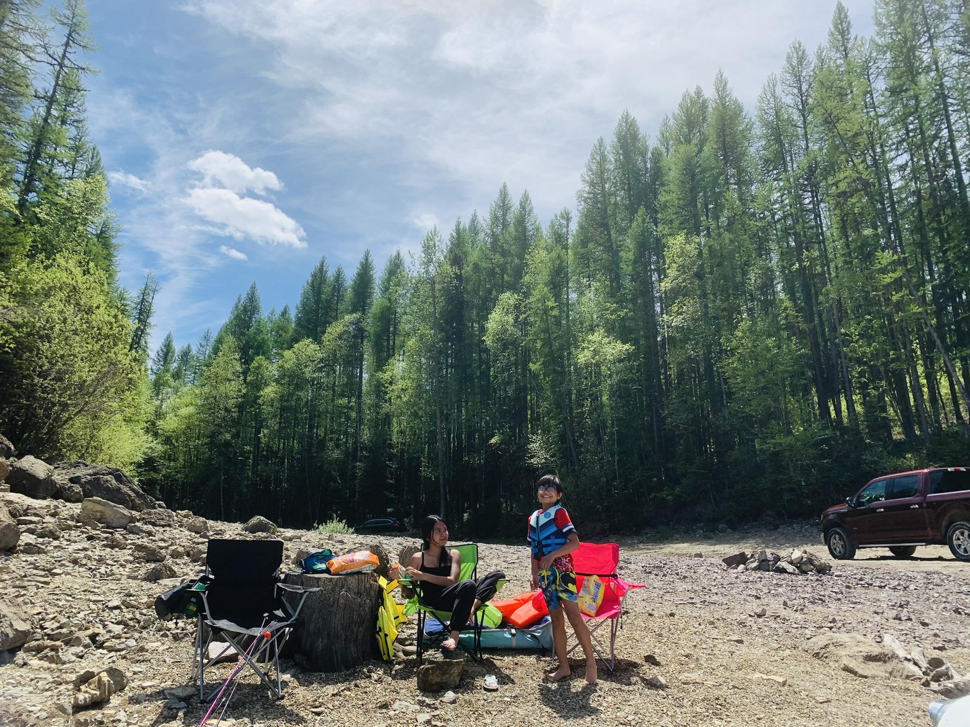 Raw pictures of our children at Glacier National Park, May 2021