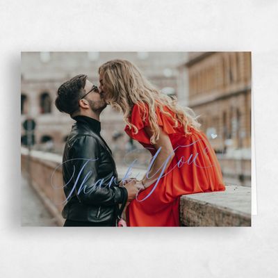Dark Pastel Blue Wedding Thank You - Estate Photo