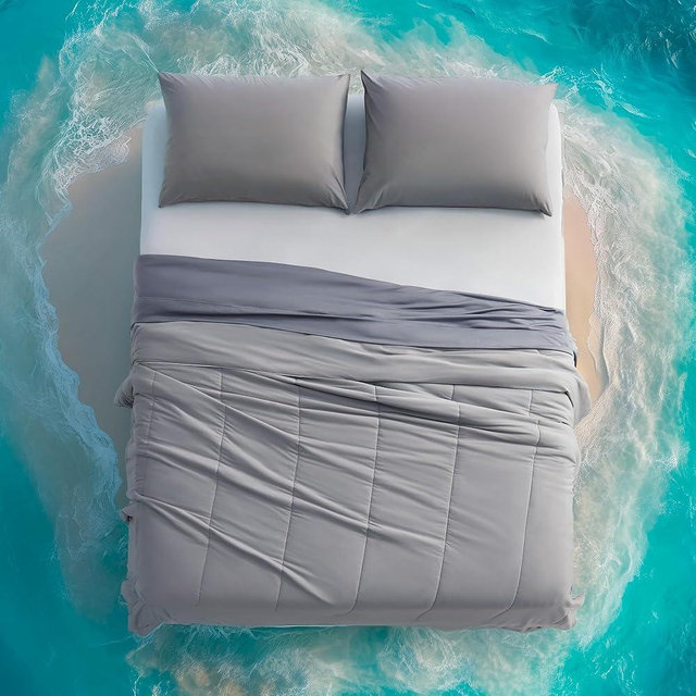 SLEEP ZONE King Cooling Comforter Set for Hot Sleepers, Nanotex Cooling Blanket，3 Pieces Jersey Knit Bedding, Reversible Cool Feeling, Soft and Breathable with 2 Pillowcases, 1 Comforter (Grey)