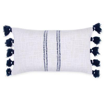 Bee & Willow™ Home Ticking Stripe Woven Oblong Throw Pillow in Natural/Blue