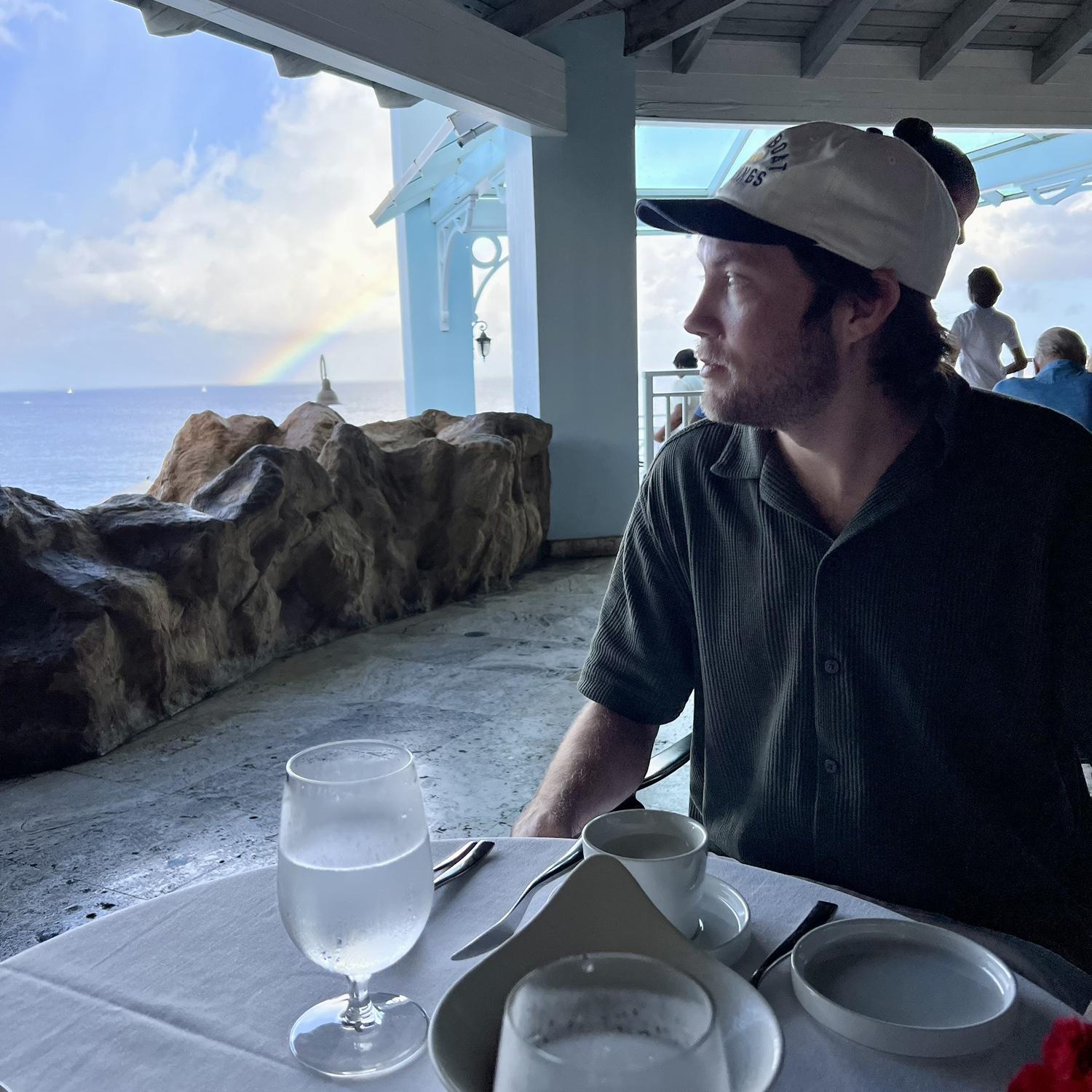 Our favorite breakfast spot with a view, and this time a rainbow!