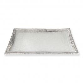 Handcrafted Sterling Silver-Plated Glass Candlesticks Tray (White)