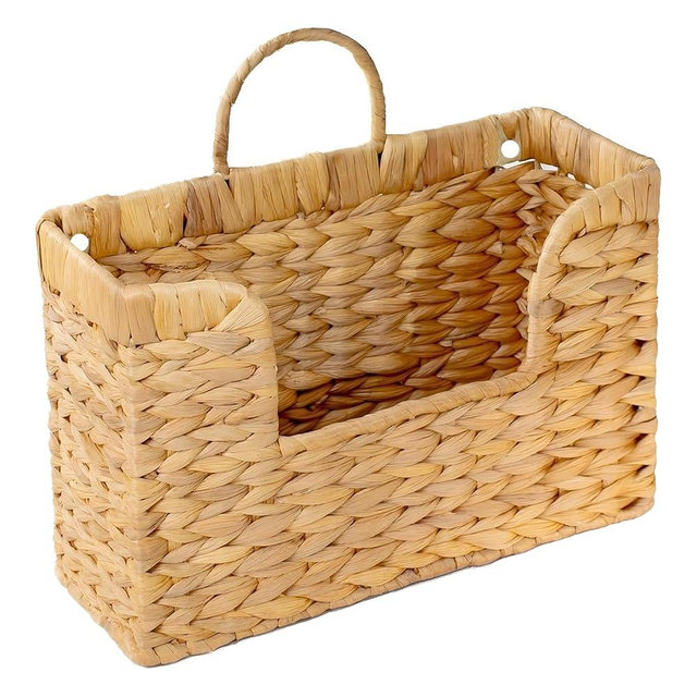 Magazine Holder Wall Basket Water Hyacinth Woven Mail Organizer, Wicker Wall Hanging Baskets for Magazines, Letters & Storage Decorative Mail Holder, Magazine Rack, Hanging Basket 11.8x4.3x7.9 Inch