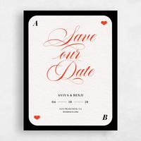 Red Wedding Save the Date - Hearts Classic