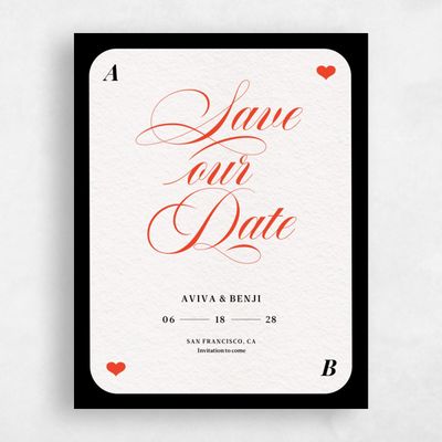 Red Destination Wedding Save the Date - Hearts Classic