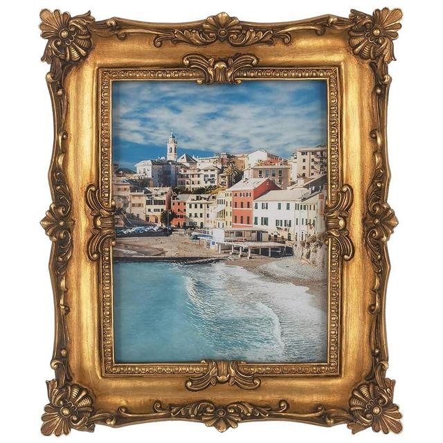 8×10 Vintage Picture Frame, Ornate Bronze Photo Frames with Mat Antique Gold Picture Frames with Glass Front for Tabletop Wall Hanging (8×10 inch, Bronze Gold)