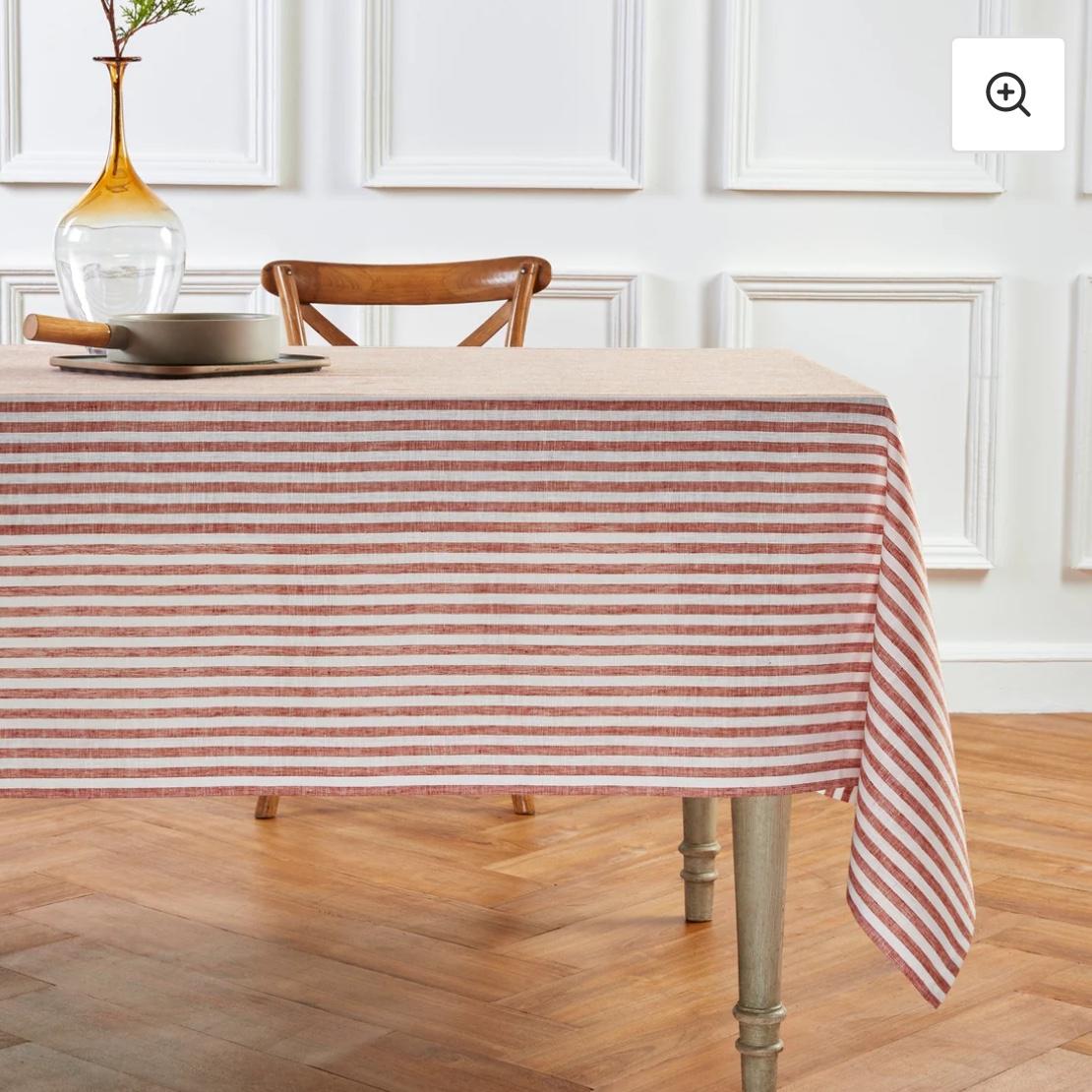 Amalfi Stripe Tablecloth - Cinnamon and White