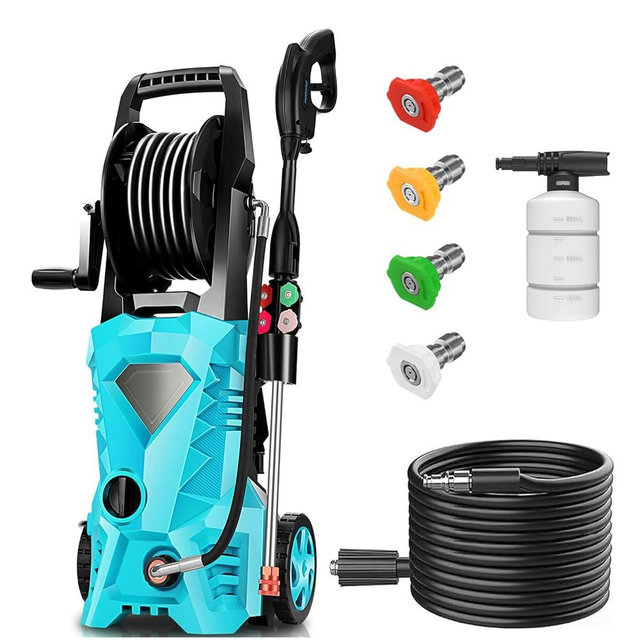 commowner Electric Pressure Washer 5000 PSI Portable Power Washer with 33FT Pipe, 4 Nozzle Set for Home/Cars/Fences/Windows, Spphire