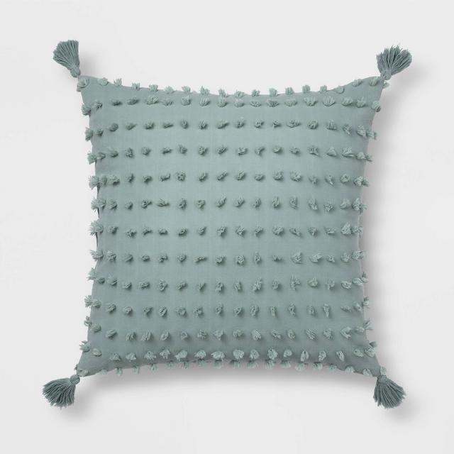 Euro Clipped Tassel Throw Pillow Dusty Jade - Opalhouse™