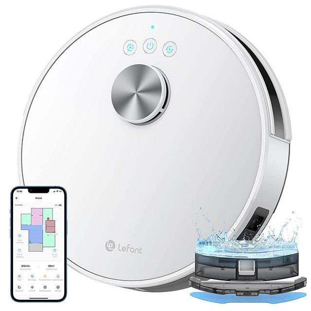 Lefant M1 Robot Vacuum and Mop, Lidar Navigation, Real-time maps, No-go Zone, Area Cleaning, Low Noise, Compatible with Alexa and APP Control, Good for Hardwood Floors and Pet Hair