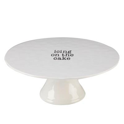 Certified International It's Just Words Ceramic Cake Stand 12.8" x 4.5" - White