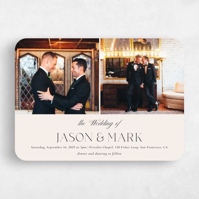 Beige Rounded Wedding Invitation - Gavin Multiphoto
