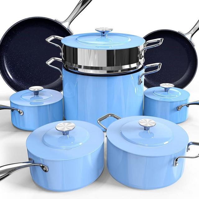 Nuwave Lux 13pc Forged Lightweight Cookware Set PFAS Free, Healthy G10 Duralon Ceramic Coating, Ultra Non-Stick, Stay-Cool Handles, Works on All Cooktops & Induction Ready
