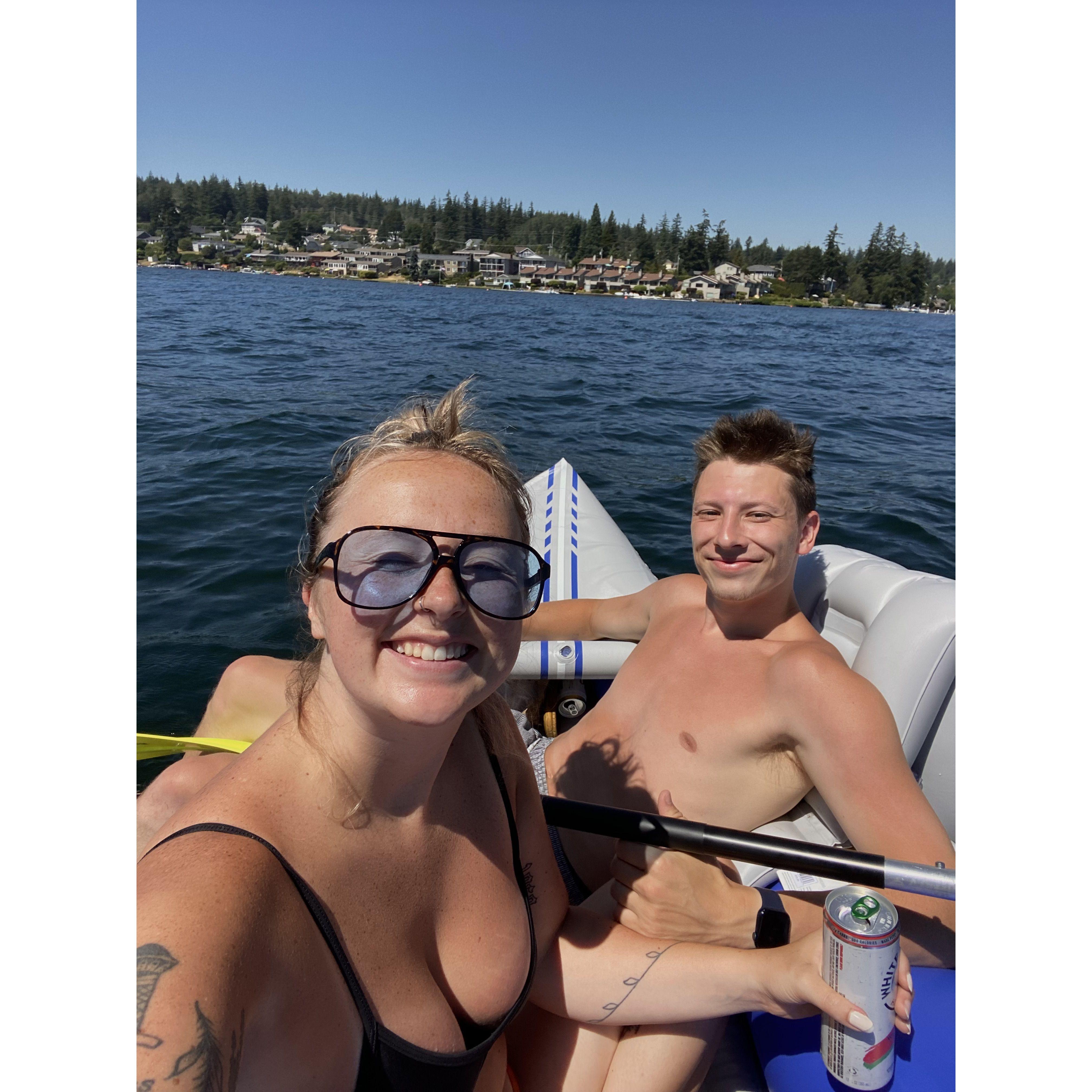 Our favorite place to be! Foating on the water