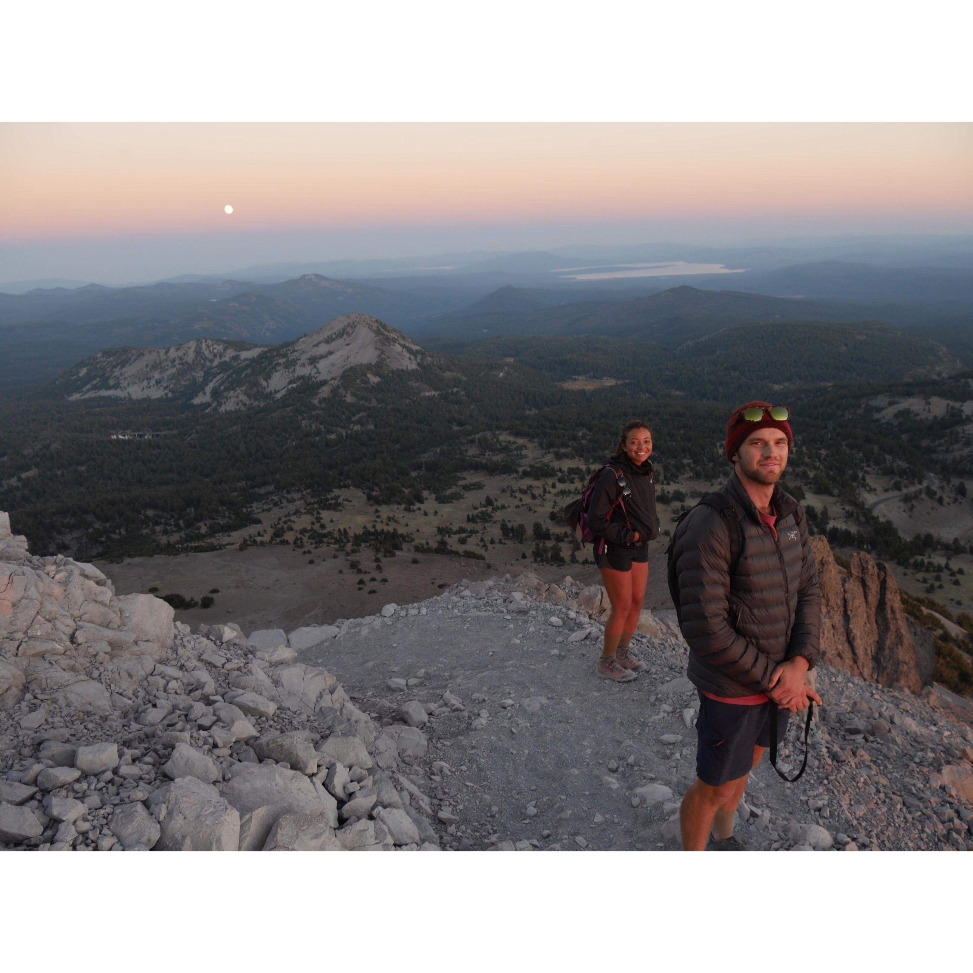 Our first photo together, on top of Mt. Lassen, CA in 2018!