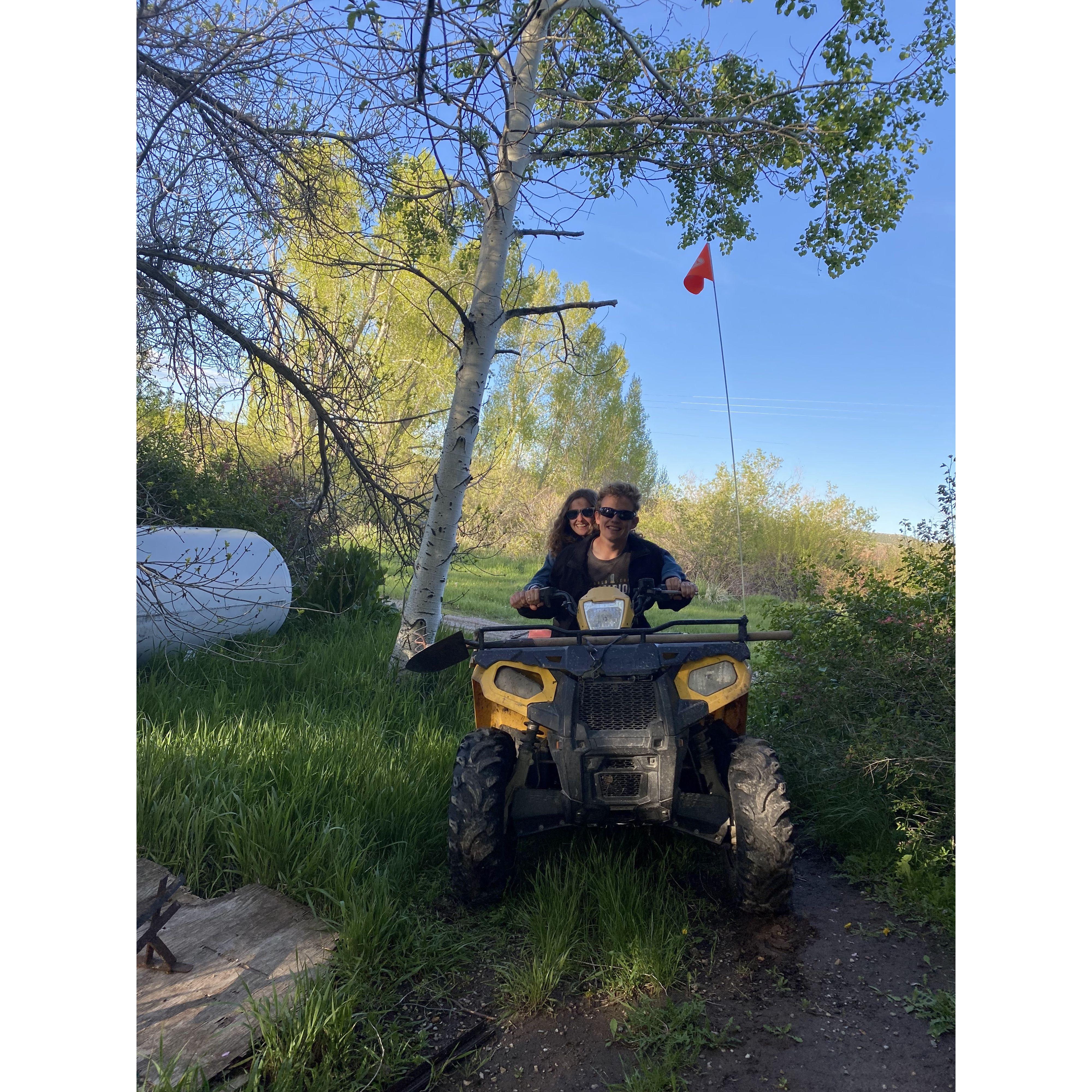 Lizzy and Joe's last day together before summer break after freshman year. Lizzy went home to Virginia and Joe worked on a ranch in Wyoming with plenty of trails to show off his four wheeler skills