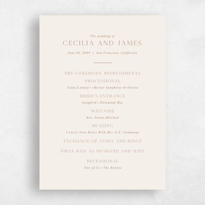 Linen, Brown Wedding Program - Colfax