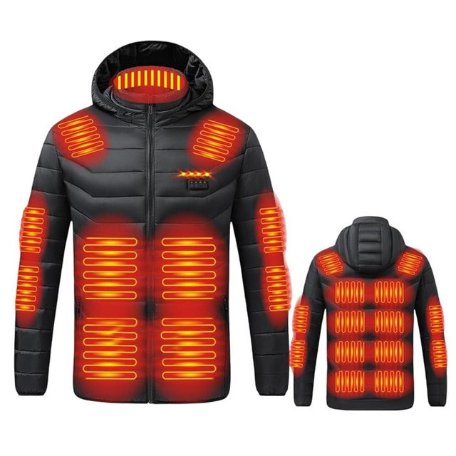 JIEMUXIU Heated Jacket for Men Women 21 Heating Zones Hooded Coat Jackets USB Winter Unisex Body Warm Thermal Coats