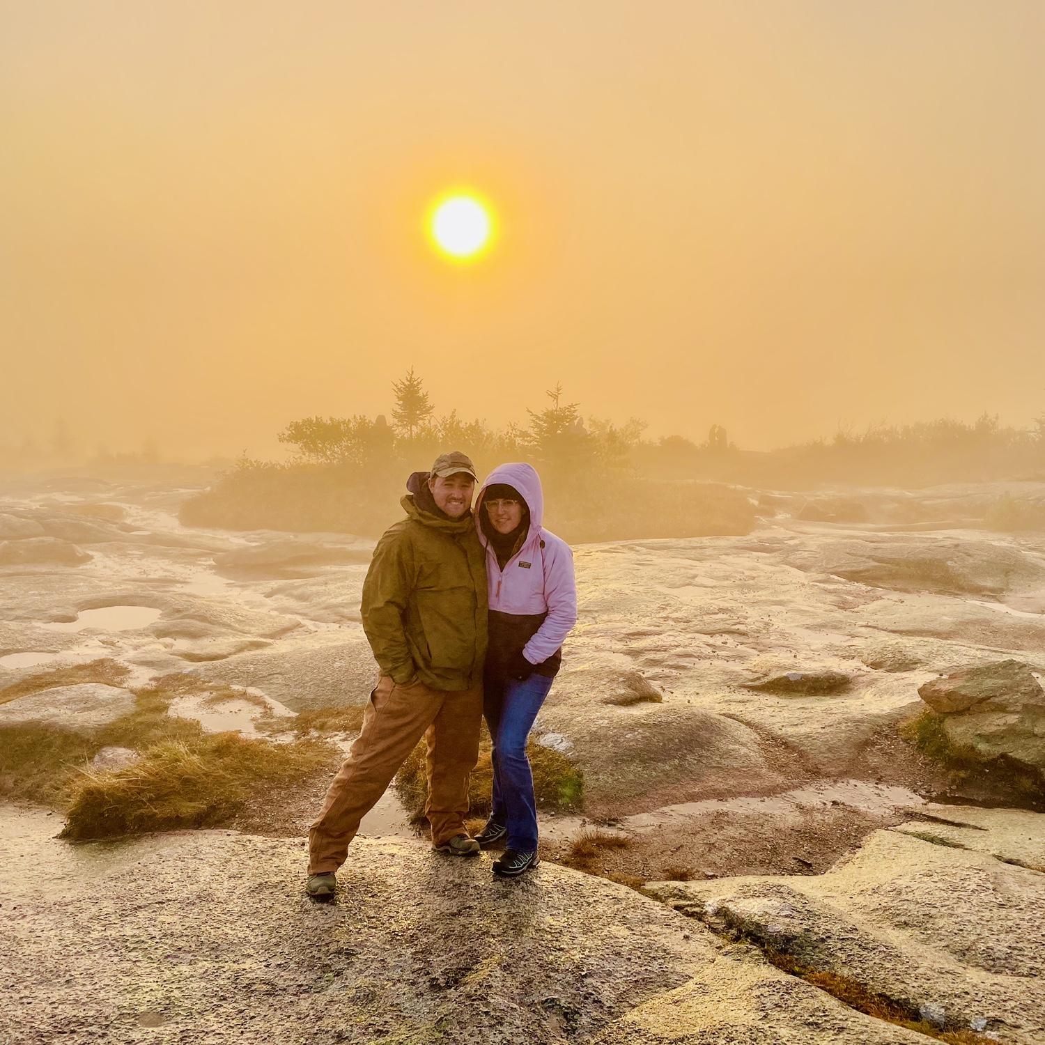 Watching the sunrise at the top of Cadillac Mountain, the first place to see the sunrise in the entire country!