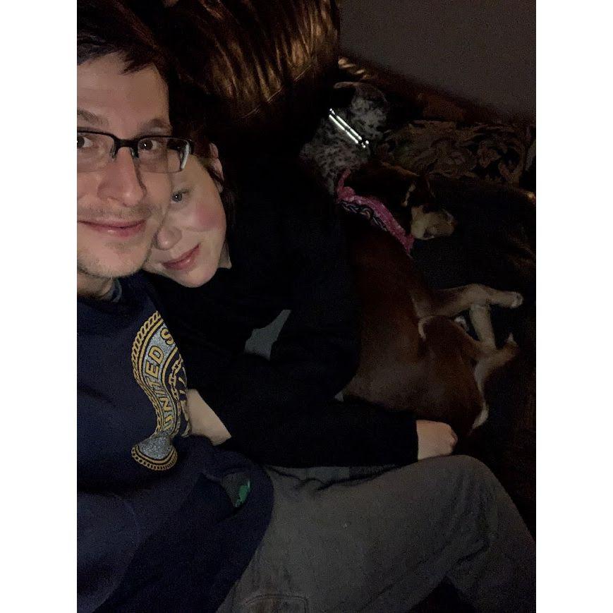 Our first picture together! Valentine's Day 2021.