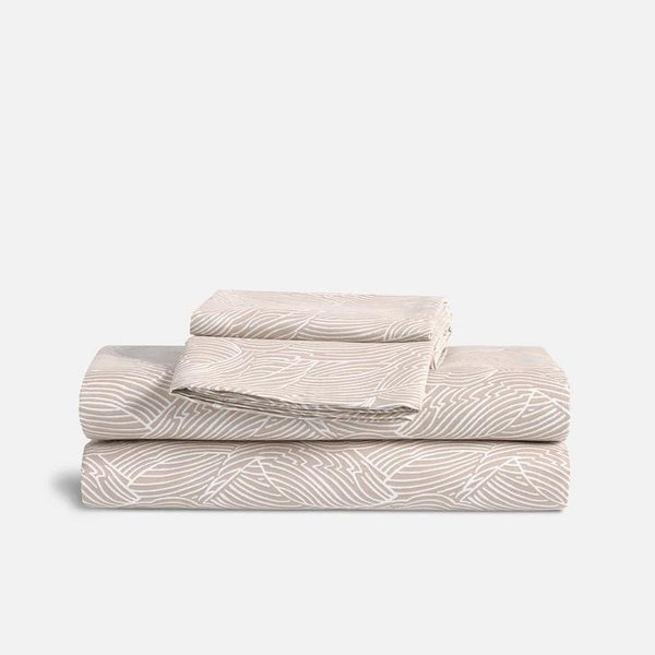Luxe Sateen Core Sheet Set- Falling Leaves in Almond (King)