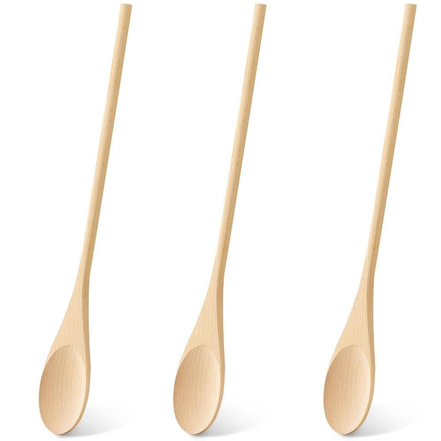 3 Pcs Wooden Spoons for Cooking, 12 Inches Long Handle Spoons for Mixing, Tasting Stirring Food, Large Wooden Cooking Utensils for Kitchen and Crafts