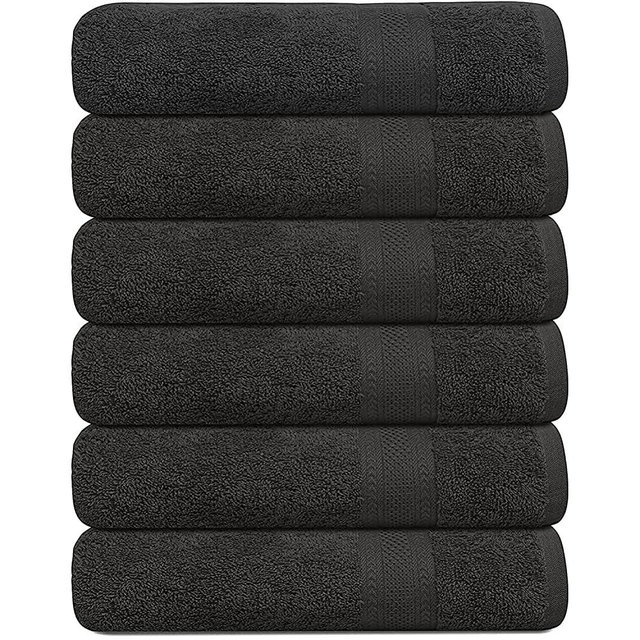KAHAF COLLECTION 100% Cotton Bath Towels, Grey 24x48 Pack of 6 Towels, Quick Dry, Highly Absorbent, Soft Feel Towel, Gym, Spa, Bathroom, Shower, Pool, Luxury Soft Towels Light-Weight