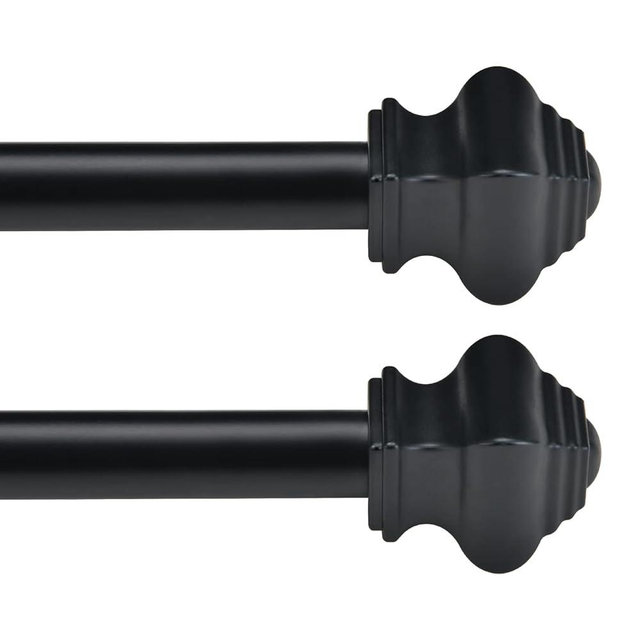 Thestoa Curtain Rods for Windows 32-48 inch, 5/8"Black Curtain Rods 2 pack, Stainless Steel Heavy Duty Curtain Rods for Bedroom, Living Room, Outdoor Curtain Rod Black