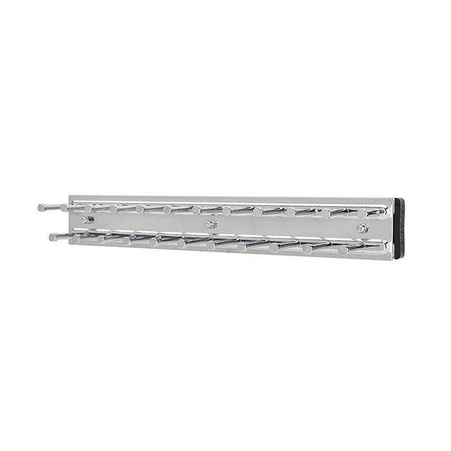 Rev-A-Shelf Pull Out 12" Side Mount Extending Closet Tie & Belt Organization Storage Rack Holder for Up to 23 Ties, Chrome, TRC-12CR