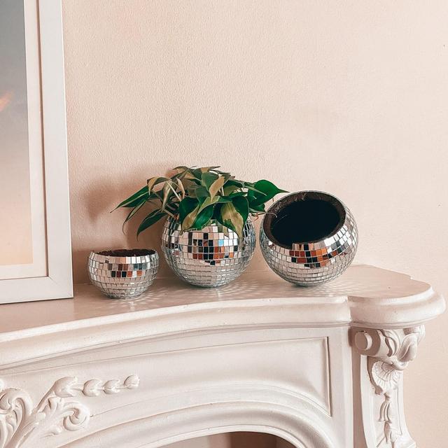 6'' Disco Ball Planter -with macrame hanger