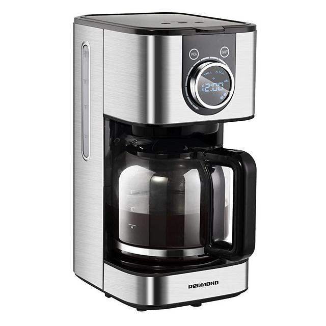 Programmable Coffee Maker, REDMOND 10-Cup Keep Warm Drip Coffee machine Stainless Steel with Brew Strength Control, LCD Screen, Anti-Drip System