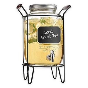 Home Essentials & Beyond Del Sol "Quality" Chalkboard Panel Mason Beverage Dispenser with Stand