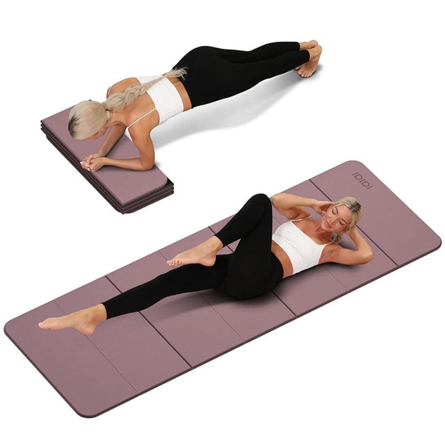 Foldable Yoga Mat Extra Thick 0.32 Inches Eco-Friendly POE Material, Non-Slip Design Fitness Mats, Multi-Purpose Workout Mats For Studio or Home Use (70 x 24 x 0.32 inches）