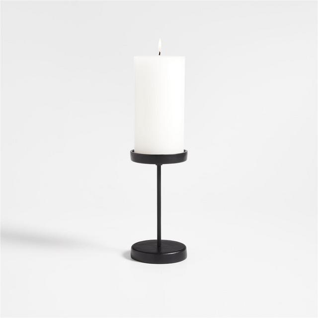 Tepes Matte Black Pillar Candle Holder 6.25"