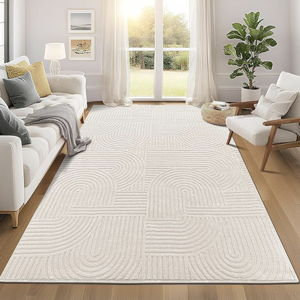 Pauwer 6x9 Washable Area Rugs for Living Room Modern Beige Solid Color Soft Fluffy Rugs for Bedroom Non Slip Boho Accent Indoor Mat Floor Carpet Cover for Kids Room Dining Room Kitchen Office