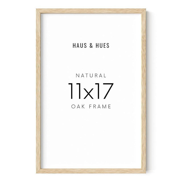 HAUS AND HUES 11x17 Picture Frame - 11 X 17 Frame Wood Picture Frames, 11x17 Poster Frame Wooden Picture Frames, 17x11 Picture Frame Wooden Frames, Frame 11x17 Natural Wood Frame (Beige Oak Frame)