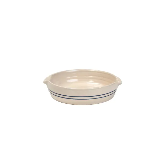 Martinez Pottery Heritage Blue Stripe Stoneware Handmade Cornbread Pan