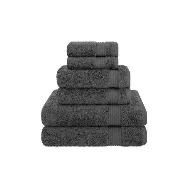 American Soft Linen Bekos 6 Piece Towel Set, 100% Cotton Bath Towel Set for Bathroom, Dark Gray