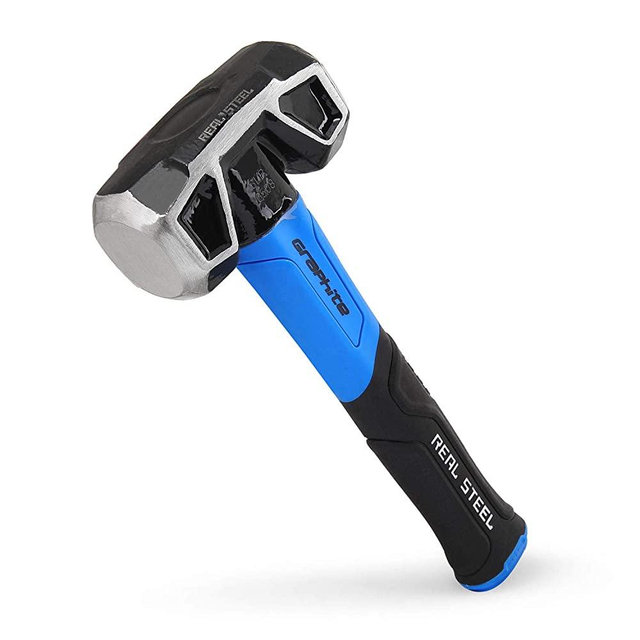 Real Steel 0508 Rubber Grip Forged Jacketed Graphite Drilling Sledge Hammer for Striking 3 lb