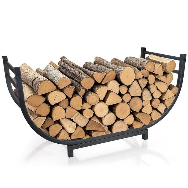 Curved Firewood Rack, 30 Inch Indoor Outdoor Log Firewood Holder, Metal Fireplace Wood Storage, Waterproof & Rustproof